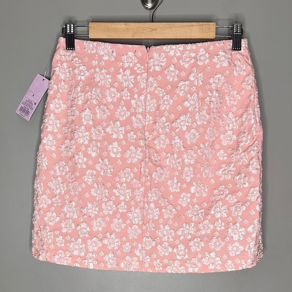 NWT Wild Fable baby pink floral mini skirt with slit - Picture 8 of 9